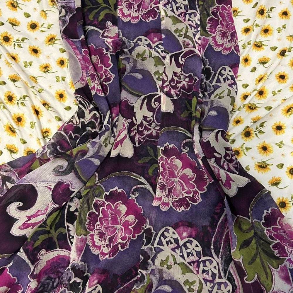 Chico's Purple and Green floral skirt